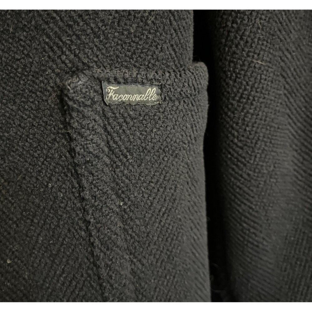 Luxurious Faconnable Black Wool Peacoat Size L Winter Essential Designer Mens Ou - Picture 4 of 7
